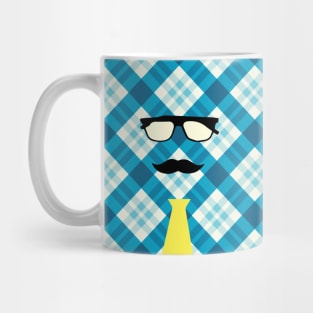 Checkered Father glasses mustache and tie Mug